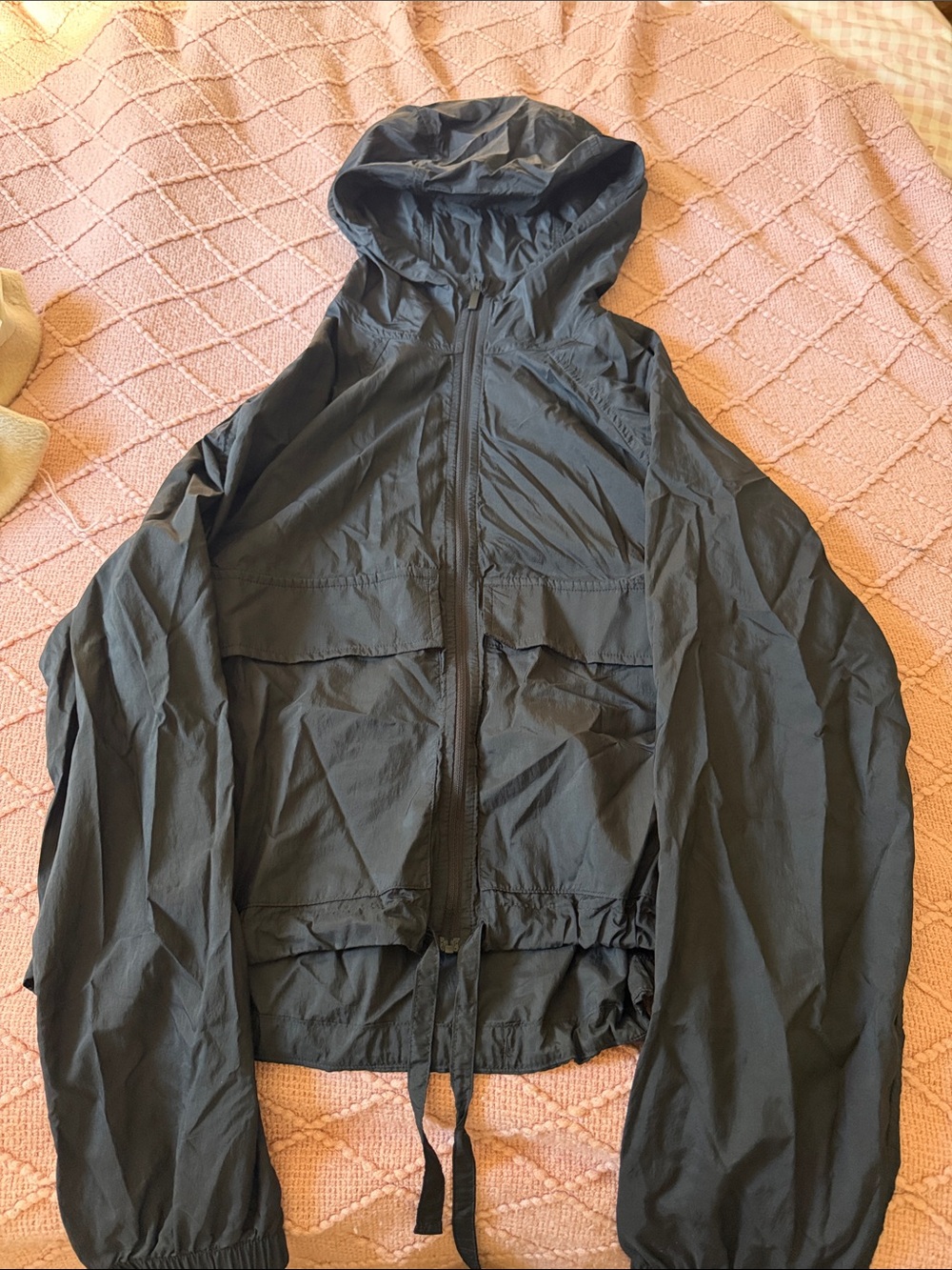 Lightweight Black Hooded Windbreaker Jacket